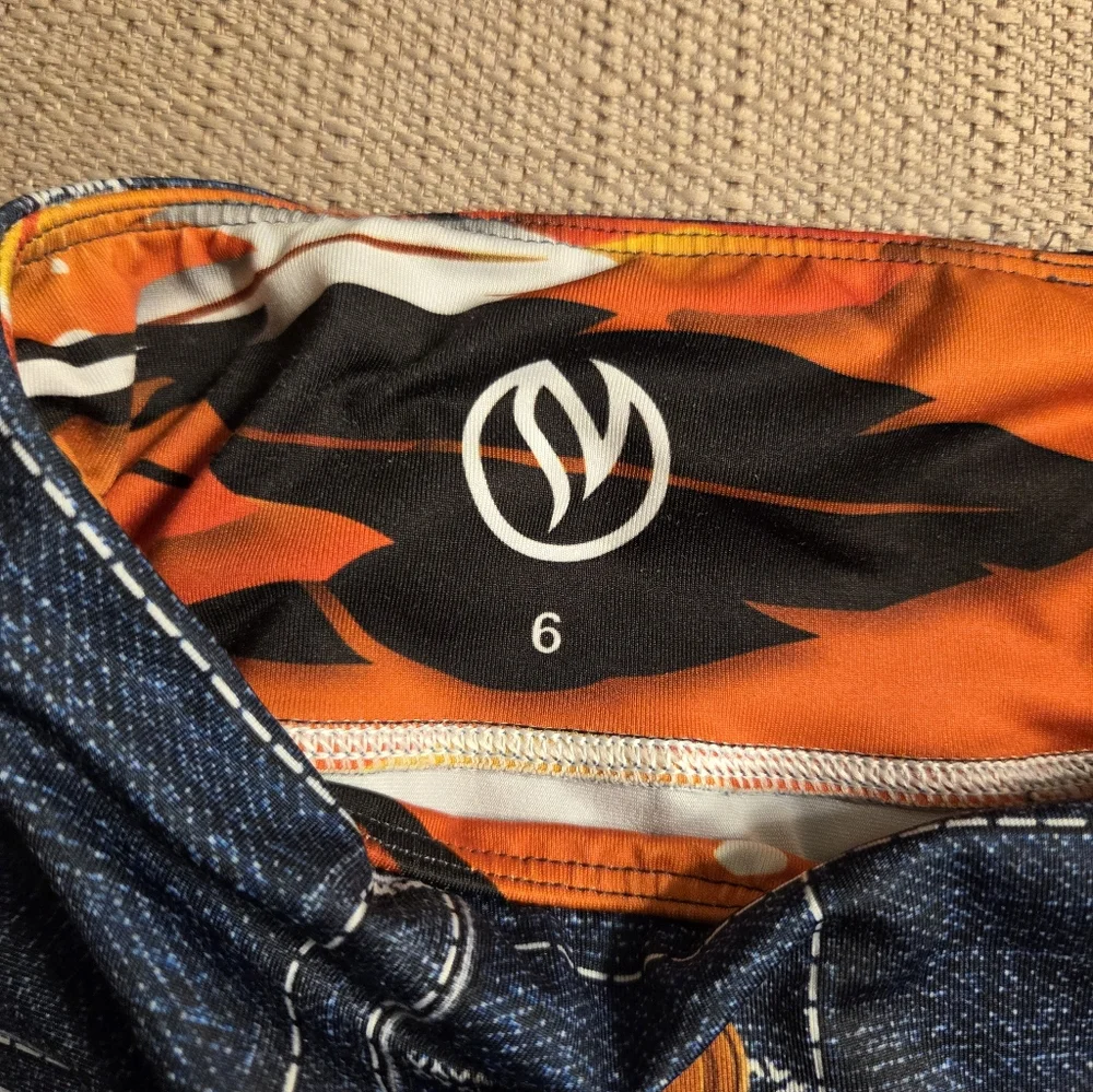 INKnBURN Blue Performance Denim Running Tights Leggings sz 6 - Picture 3 of 3